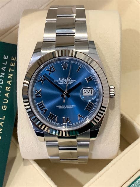 rolex datejust 41 blue dial stainless steel mens watch|rolex datejust 41mm pre owned.